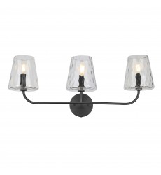 3LT Incandescent Vanity, MB w/ CLR Hammered Glass-(ELN-213W-MB-CLR)-Dainolite  3LT Incandescent Vanity, MB w/ CLR Hammered Glass-(ELN-213W-MB-CLR)-Dainolite
