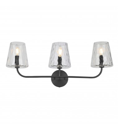 3LT Incandescent Vanity, MB w/ CLR Hammered Glass-(ELN-213W-MB-CLR)-Dainolite  3LT Incandescent Vanity, MB w/ CLR Hammered Glass-(ELN-213W-MB-CLR)-Dainolite