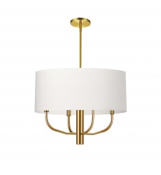  4LT Incandescent Pendant, AGB w/ WH Fabric Shade-(ELN-224C-AGB-790)-Dainolite
