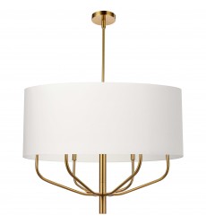  6LT Incandescent Pendant, AGB w/ WH Fabric Shade-(ELN-306C-AGB-790)-Dainolite