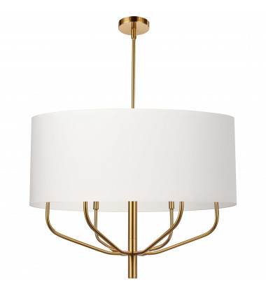  6LT Incandescent Pendant, AGB w/ WH Fabric Shade-(ELN-306C-AGB-790)-Dainolite