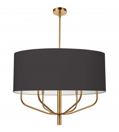  6LT Incandescent Pendant, AGB w/ BLK Fabric Shade-(ELN-306C-AGB-797)-Dainolite