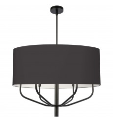 6LT Incandescent Pendant, MB w/ BLK Fabric Shade-(ELN-306C-MB-797)-Dainolite