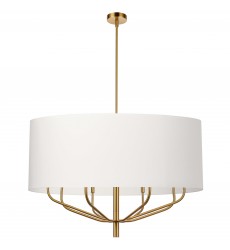 8LT Incandescent Chandelier, AGB w/ WH Shade-(ELN-388C-AGB-790)-Dainolite  8LT Incandescent Chandelier, AGB w/ WH Shade-(ELN-388C-AGB-790)-Dainolite