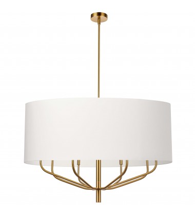 8LT Incandescent Chandelier, AGB w/ WH Shade-(ELN-388C-AGB-790)-Dainolite  8LT Incandescent Chandelier, AGB w/ WH Shade-(ELN-388C-AGB-790)-Dainolite