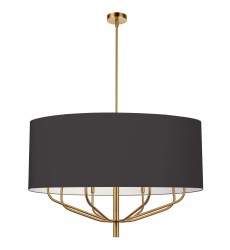 8LT Incandescent Chandelier, AGB w/ BK Shade-(ELN-388C-AGB-797)-Dainolite  8LT Incandescent Chandelier, AGB w/ BK Shade-(ELN-388C-AGB-797)-Dainolite