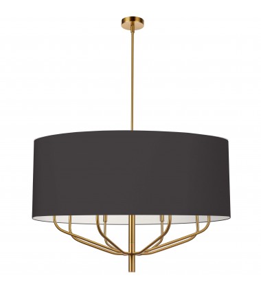  8LT Incandescent Chandelier, AGB w/ BK Shade-(ELN-388C-AGB-797)-Dainolite