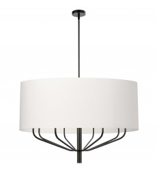 8LT Incandescent Chandelier, MB w/ WH Shade-(ELN-388C-MB-790)-Dainolite  8LT Incandescent Chandelier, MB w/ WH Shade-(ELN-388C-MB-790)-Dainolite