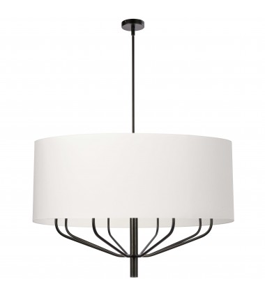8LT Incandescent Chandelier, MB w/ WH Shade-(ELN-388C-MB-790)-Dainolite  8LT Incandescent Chandelier, MB w/ WH Shade-(ELN-388C-MB-790)-Dainolite
