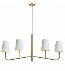  4LT Incan Horizontal Chandelier, AGB w/ WH Shades-(ELN-534HC-AGB-692)-Dainolite