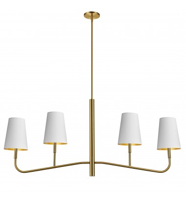  4LT Incan Horizontal Chandelier, AGB w/ WH Shades-(ELN-534HC-AGB-692)-Dainolite