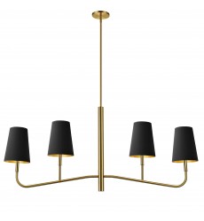  4LT Incan Horizontal Chandelier, AGB w/ BK Shades-(ELN-534HC-AGB-698)-Dainolite