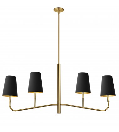 4LT Incan Horizontal Chandelier, AGB w/ BK Shades-(ELN-534HC-AGB-698)-Dainolite