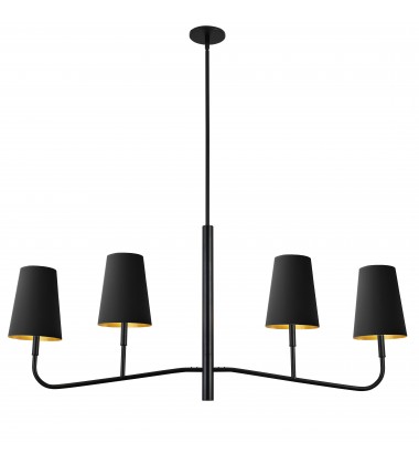  4LT Incan Horizontal Chandelier, MB w/ BK Shades-(ELN-534HC-MB-698)-Dainolite