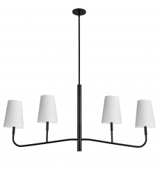  4LT Incan Horizontal Chandelier MB w/ WH Shades-(ELN-534HC-MB-790)-Dainolite
