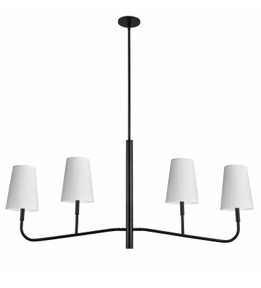  4LT Incan Horizontal Chandelier MB w/ WH Shades-(ELN-534HC-MB-790)-Dainolite