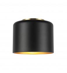 1LT Incand Flush Mount, AGB w/ MB&GLD Shade-(EMI-81FH-AGB-MB)-Dainolite  1LT Incand Flush Mount, AGB w/ MB&GLD Shade-(EMI-81FH-AGB-MB)-Dainolite