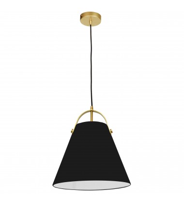  1LT Emperor Pendant Aged Brass w/ Black Shade-(EMP-111P-797-AGB)-Dainolite