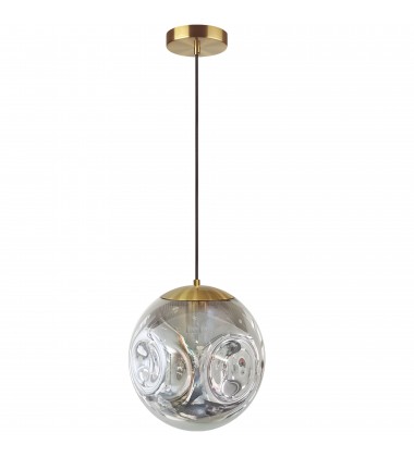 1Lt Incandescent Pendant, AGB w/ Smoke Glass-(ERS-101P-AGB-SM)-Dainolite  1Lt Incandescent Pendant, AGB w/ Smoke Glass-(ERS-101P-AGB-SM)-Dainolite