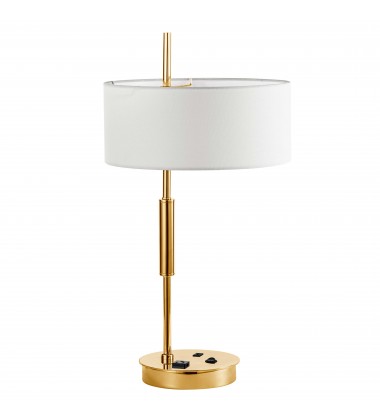  1LT Incandescent Table Lamp, AGB w/ WH Shade-(FTG-261T-AGB-WH)-Dainolite