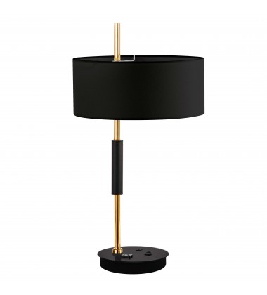  1LT Incandescent Table Lamp, MB & AGB w/ BK Shade-(FTG-261T-MB-AGB-BK)-Dainolite