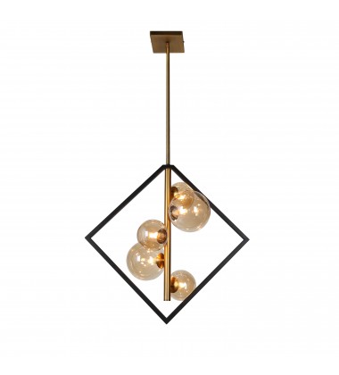  5LT Halogen Pendant MB & VB w/ Champagne Glass-(GLA-215P-MB-VB)-Dainolite