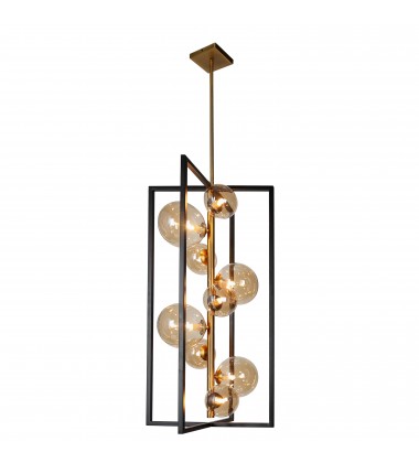  9LT Halogen Pendant MB & VB w/ Champagne Glass-(GLA-309P-MB-VB)-Dainolite