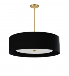  4LT Incan Pendant, AGB, BK Shade w/ WH Diffuser-(HEL-304P-AGB-BW)-Dainolite