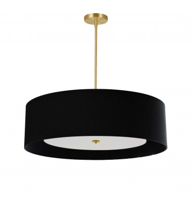 4LT Incan Pendant, AGB, BK Shade w/ WH Diffuser-(HEL-304P-AGB-BW)-Dainolite