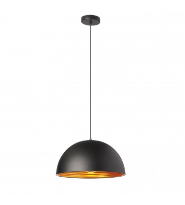 1LT Pendant, Matte Black Exterior, Gold Interior-(HKI-161LP-BK)-Dainolite  1LT Pendant, Matte Black Exterior, Gold Interior-(HKI-161LP-BK)-Dainolite