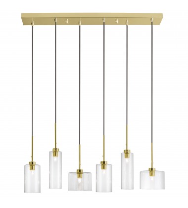  6LT Halogen Horizontal Pendant, AGB w/ Clear Glass-(IC-286P-AGB)-Dainolite