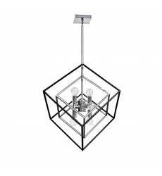 6LT Pendant, Polished Chrome & Matte Black Finish-(KAP-196P-PC-MB)-Dainolite  6LT Pendant, Polished Chrome & Matte Black Finish-(KAP-196P-PC-MB)-Dainolite