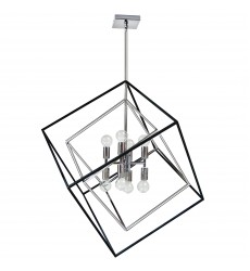 8LT Pendant, Polished Chrome & Matte Black Finish-(KAP-278P-PC-MB)-Dainolite  8LT Pendant, Polished Chrome & Matte Black Finish-(KAP-278P-PC-MB)-Dainolite