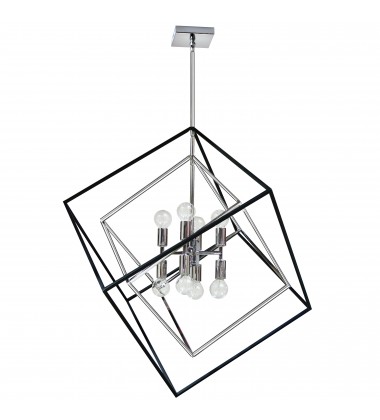 8LT Pendant, Polished Chrome & Matte Black Finish-(KAP-278P-PC-MB)-Dainolite  8LT Pendant, Polished Chrome & Matte Black Finish-(KAP-278P-PC-MB)-Dainolite