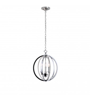 3LT Chandelier, Polished Chrome w/Jewelled Accents-(KAR-143C-PC)-Dainolite  3LT Chandelier, Polished Chrome w/Jewelled Accents-(KAR-143C-PC)-Dainolite