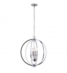 6LT Chandelier, Polished Chrome w/Jewelled Accents-(KAR-206C-PC)-Dainolite  6LT Chandelier, Polished Chrome w/Jewelled Accents-(KAR-206C-PC)-Dainolite