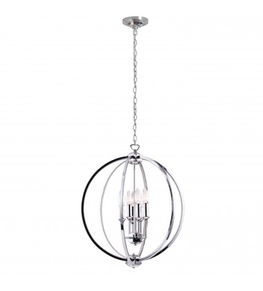 6LT Chandelier, Polished Chrome w/Jewelled Accents-(KAR-206C-PC)-Dainolite  6LT Chandelier, Polished Chrome w/Jewelled Accents-(KAR-206C-PC)-Dainolite