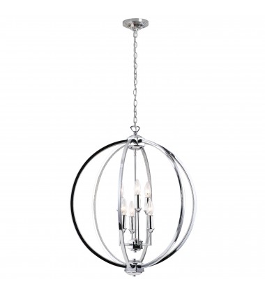 6LT Fixture, Polished Chrome w/Jewelled Accents-(KAR-246C-PC)-Dainolite  6LT Fixture, Polished Chrome w/Jewelled Accents-(KAR-246C-PC)-Dainolite
