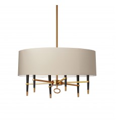 6LT Incandescent Chandelier, VB w/ Cream Shade-(LAN-246C-VB-CRM)-Dainolite  6LT Incandescent Chandelier, VB w/ Cream Shade-(LAN-246C-VB-CRM)-Dainolite
