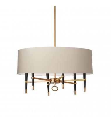 6LT Incandescent Chandelier, VB w/ Cream Shade-(LAN-246C-VB-CRM)-Dainolite  6LT Incandescent Chandelier, VB w/ Cream Shade-(LAN-246C-VB-CRM)-Dainolite