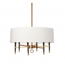 6LT Incandescent Chandelier, VB w/ Wht Shade-(LAN-246C-VB-WH)-Dainolite  6LT Incandescent Chandelier, VB w/ Wht Shade-(LAN-246C-VB-WH)-Dainolite
