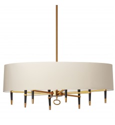 8LT Incandescent Chandelier, VB w/ Cream Shade-(LAN-408HC-VB-CRM)-Dainolite  8LT Incandescent Chandelier, VB w/ Cream Shade-(LAN-408HC-VB-CRM)-Dainolite