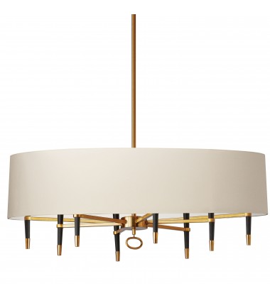 8LT Incandescent Chandelier, VB w/ Cream Shade-(LAN-408HC-VB-CRM)-Dainolite  8LT Incandescent Chandelier, VB w/ Cream Shade-(LAN-408HC-VB-CRM)-Dainolite