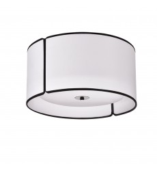 3LT Notched Drum Flush Mount MB, WH Shade & Diff-(NDR-153FH-BK-WH)-Dainolite  3LT Notched Drum Flush Mount MB, WH Shade & Diff-(NDR-153FH-BK-WH)-Dainolite
