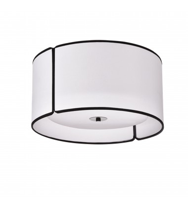 3LT Notched Drum Flush Mount MB, WH Shade & Diff-(NDR-153FH-BK-WH)-Dainolite  3LT Notched Drum Flush Mount MB, WH Shade & Diff-(NDR-153FH-BK-WH)-Dainolite