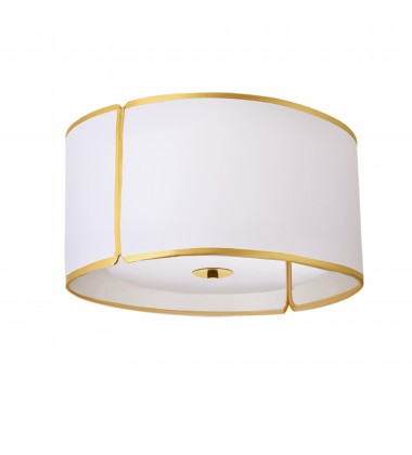 3LT Notched Drum Flush Mount GLD, WH Shade & Diff-(NDR-153FH-GLD-WH)-Dainolite  3LT Notched Drum Flush Mount GLD, WH Shade & Diff-(NDR-153FH-GLD-WH)-Dainolite