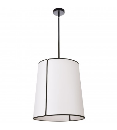 3LT Notched Pendant MB, WH Shade & Diff-(NDR-183P-BK-WH)-Dainolite  3LT Notched Pendant MB, WH Shade & Diff-(NDR-183P-BK-WH)-Dainolite