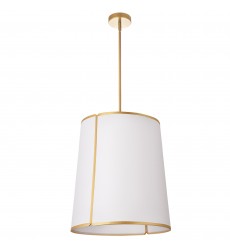 3LT Notched Pendant GLD, WH Shade & Diff-(NDR-183P-GLD-WH)-Dainolite  3LT Notched Pendant GLD, WH Shade & Diff-(NDR-183P-GLD-WH)-Dainolite