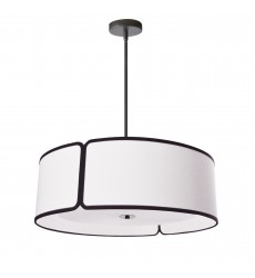 4LT Notched Drum Pendant BK, WH Shade & Diffuser-(NDR-243P-BK-WH)-Dainolite  4LT Notched Drum Pendant BK, WH Shade & Diffuser-(NDR-243P-BK-WH)-Dainolite