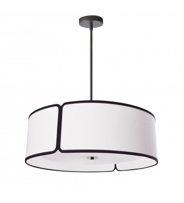 4LT Notched Drum Pendant BK, WH Shade & Diffuser-(NDR-243P-BK-WH)-Dainolite  4LT Notched Drum Pendant BK, WH Shade & Diffuser-(NDR-243P-BK-WH)-Dainolite